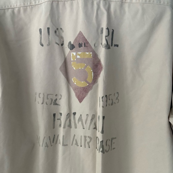 Polo Ralph Lauren Shirt Hawaii Naval Air Base Tan Button Up Safari Military - Picture 7 of 16